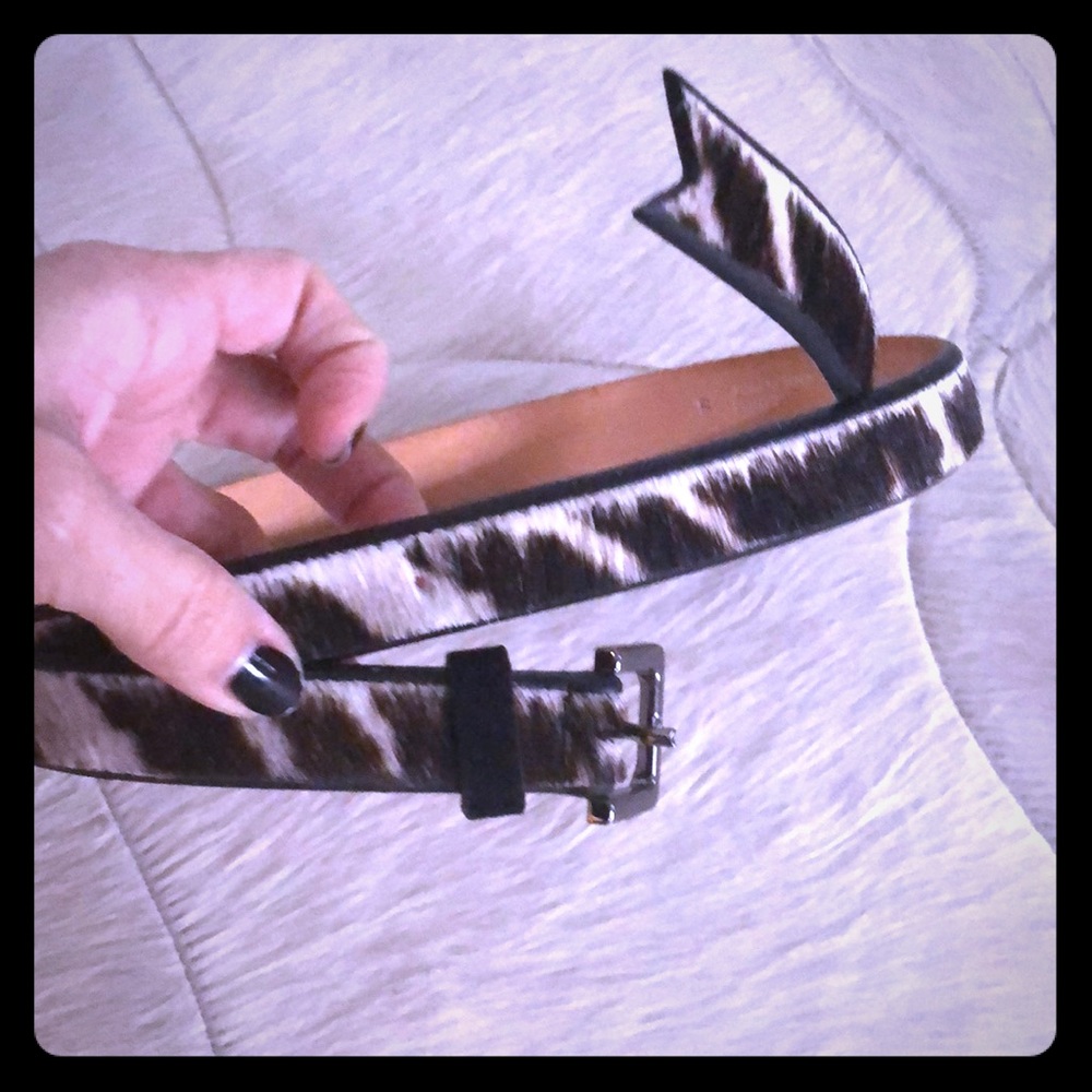 Black and white pony hair belt